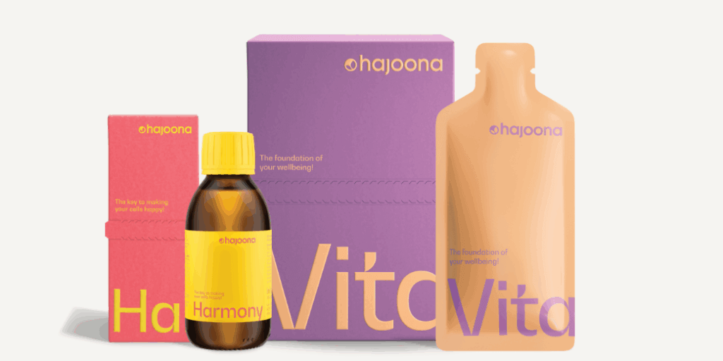 Produktverpackungen von hajoona Harmony und hajoona Vitality.